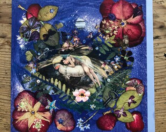 Titania&#39;s Dream Fairy Collage Card by Stella Homewood - Magical - Whimsical - Enchanting - Flowers - Fairy Cards - Birthday Cards -Vintage