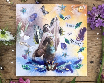 Vintage Dancing Girl ~ Collage Card by Stella Homewood ~ Birthday Cards ~ Fairy Cards ~ New Beginnings ~ Burlesque Cards ~ Time To Shine