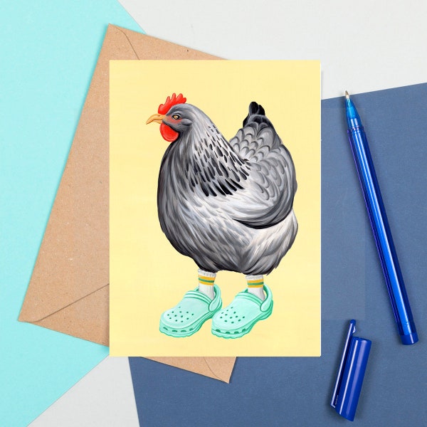 Poule en soulier Crocs, Carte de souhait