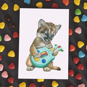 Baby Cougar jouant de la guitare - Carte de vœux