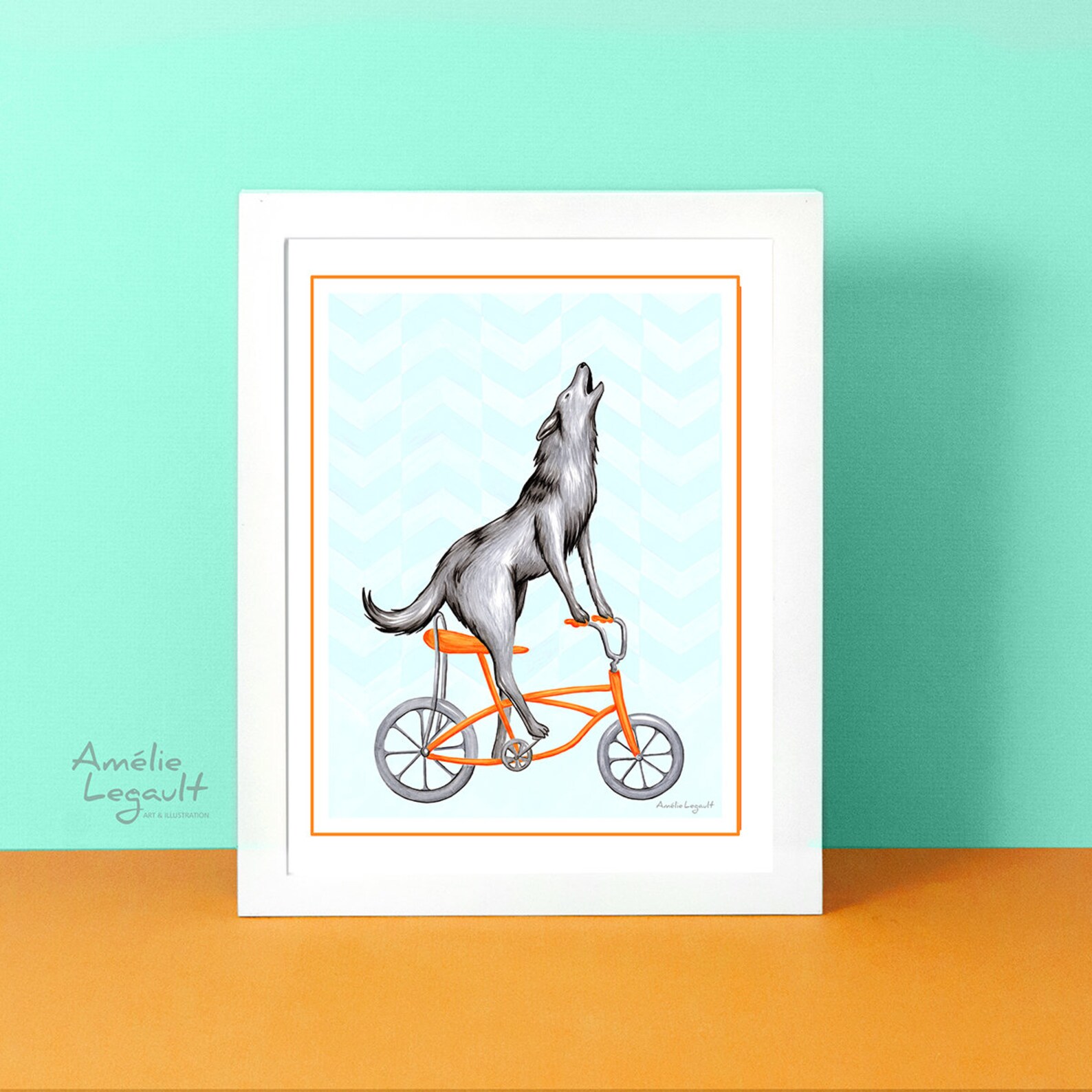 Wolf Art Print Wolf on a Bike Print Biking Wolf Cycling Etsy UK