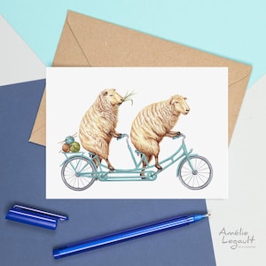 Mouton à vélo, Carte de souhaits