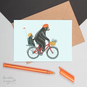 Ours à vélo, carte de souhaits
