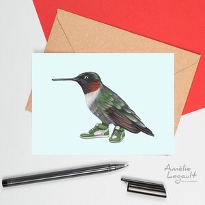 Colibri à gorge rubis en souliers, Carte de souhaits