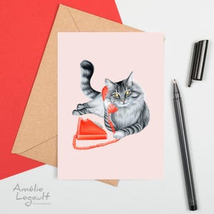 Chat au téléphone, Carte de souhaits