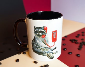 Raccoon on the Phone Mug