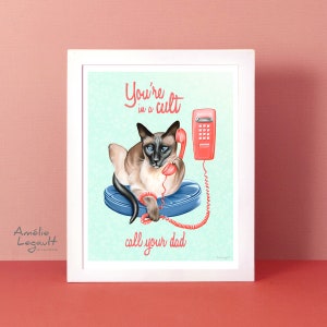 My favorite murder print, Elvis the Siamese, Elvis the card, MFM quote, MFM art, cat print, phone, 5 x 7'', 8 x 10'' and 11 x 14''