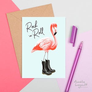 Carte Flamingo Rock n' Roll, Carte de voeux