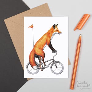 Renard à vélo Carte de vœux