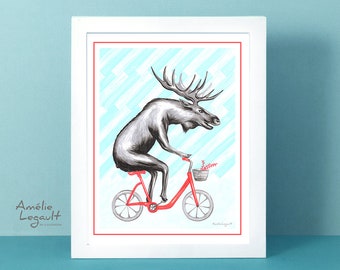 Moose riding a bike, Poster