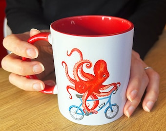 Octopus riding a Bike Mug