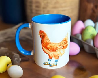 Hen wearing Sandals and socks Mug