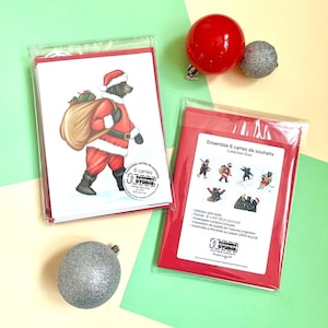 Lot de 6 cartes de voeux ours de Noël