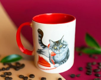 Cat on the Phone Mug