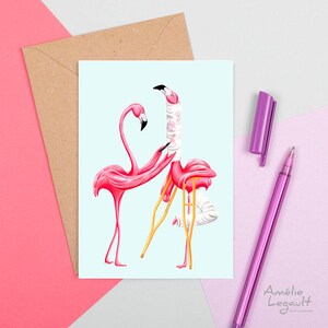 Flamants roses bon rétablissement, Carte de souhaits