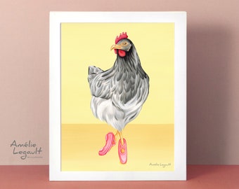 Poule en ballerine, affiche murale