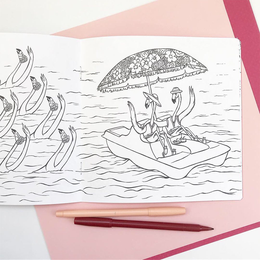 Page De Garde Cahier Poésie Flamen Rose De Coloriage Cahier à colorier Les Flamants Roses une aventure très rose - Etsy Canada