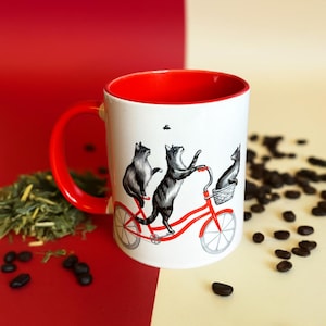 Mug Chats faisant du vélo
