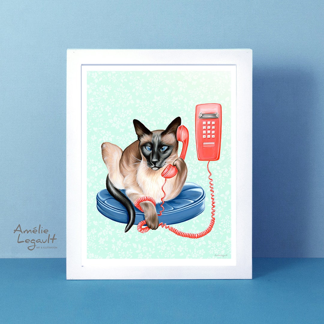 Elvis Cat Elvis the Siamese Cat on the Phone, Poster - Etsy Canada