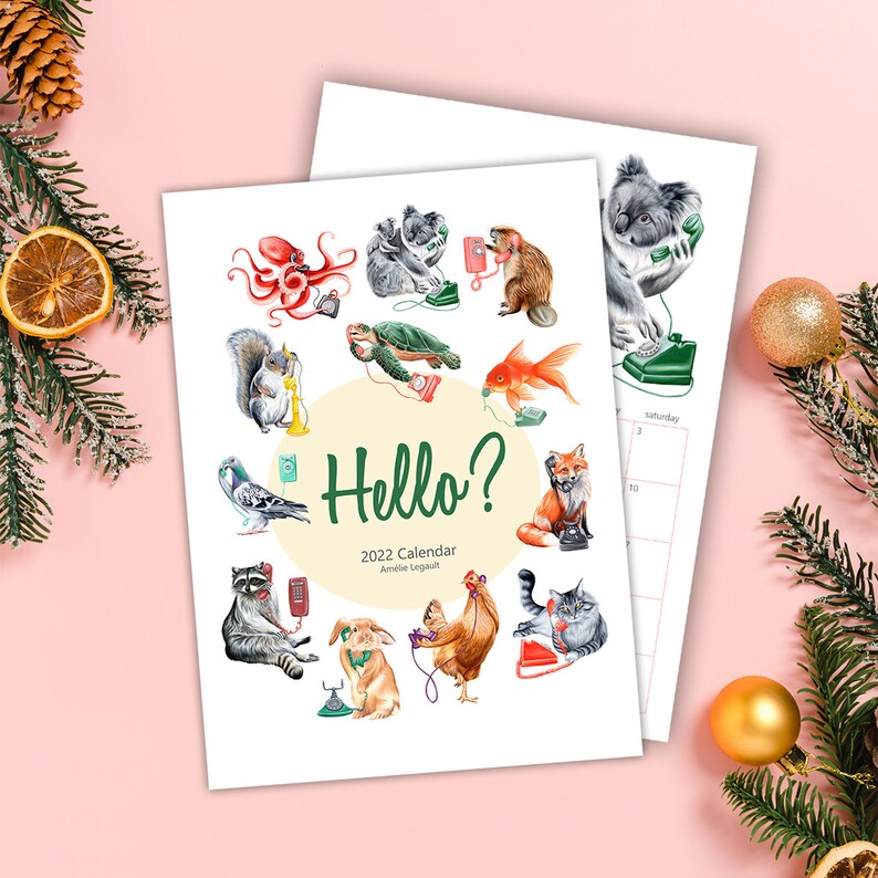 Christmas 2022 Phone 2022 Calendar: Hello Animals On The Phone English | Etsy Uk