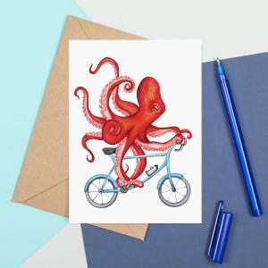 Pieuvre à vélo, Carte de souhaits