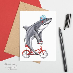 Requin à vélo, carte de souhaits