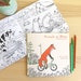 Coloring book, Animals on bikes, the forest to the town, English version 