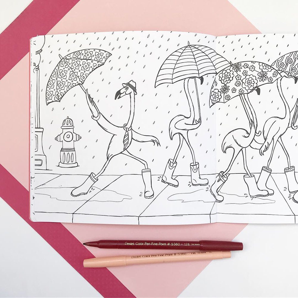 Page De Garde Cahier Poésie Flamen Rose De Coloriage Cahier à colorier Les Flamants Roses une aventure très rose - Etsy France