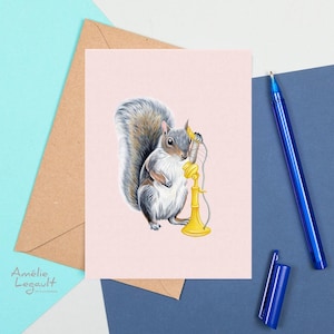 Lot de 6 cartes de vœux Les animaux au téléphone