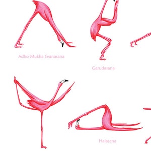 Pink Flamingo yoga pose poster with 25 asanas, 18 x 24 poster image 6