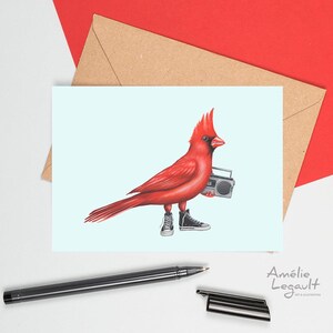 Cardinal avec chaussure, carte de souhaits