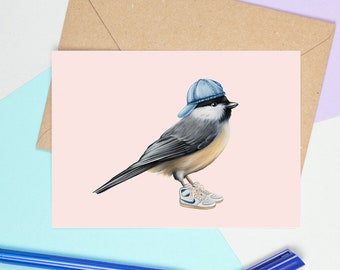 Bird card, Chickadee greeting card, Chickadee birthday card, father's day card, mother's day card