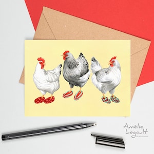 Poule en bottes Doc Martens, Carte de souhaits