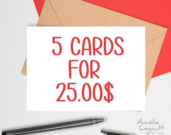 Greeting cards, 5 cards for the price of 4, card set