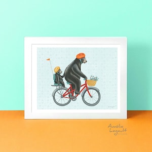 Ours faisant du vélo Poster