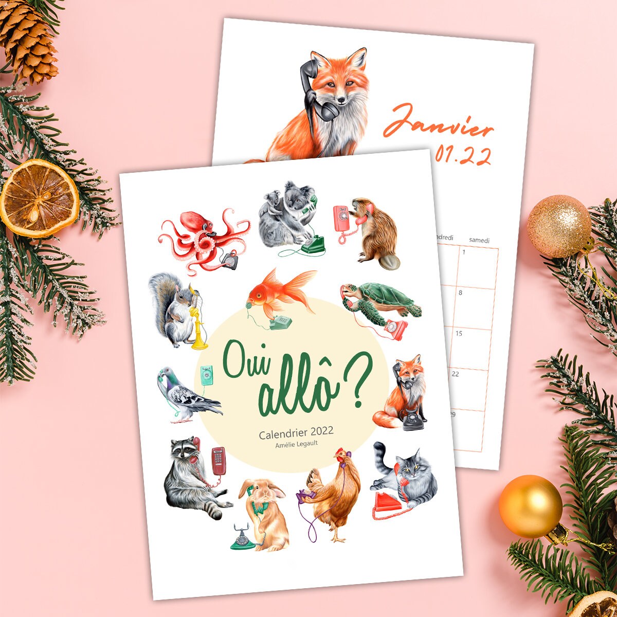 2022 Calendar: Hello Animals On The Phone French | Etsy Canada
