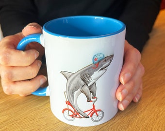 Shark riding a Bike Mug