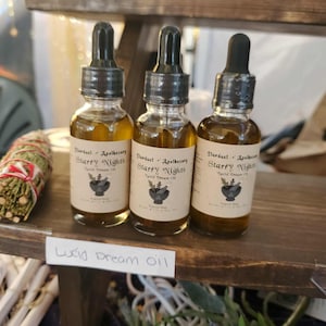 Starry Nights Lucid Dreaming Oil for Deep Sleep, Dream Recall & Third Eye Activation, Herbal Ritual Oil for Nighttime Magic