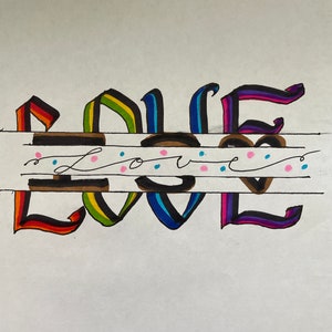 Love Is Love Word Art Calligraphy Paper Good