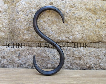 A Forged Iron Medium S Hook: Kitchen  Hook and ceiling Hanger, UK Made