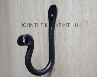 Hand Forged wrought Iron Snub Nose Wall Hook for the kitchen and home , Hand forged in the U.K