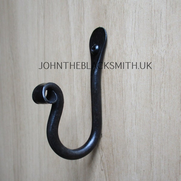Hand Forged wrought Iron Snub Nose Wall Hook for the kitchen and home , Hand forged in the U.K