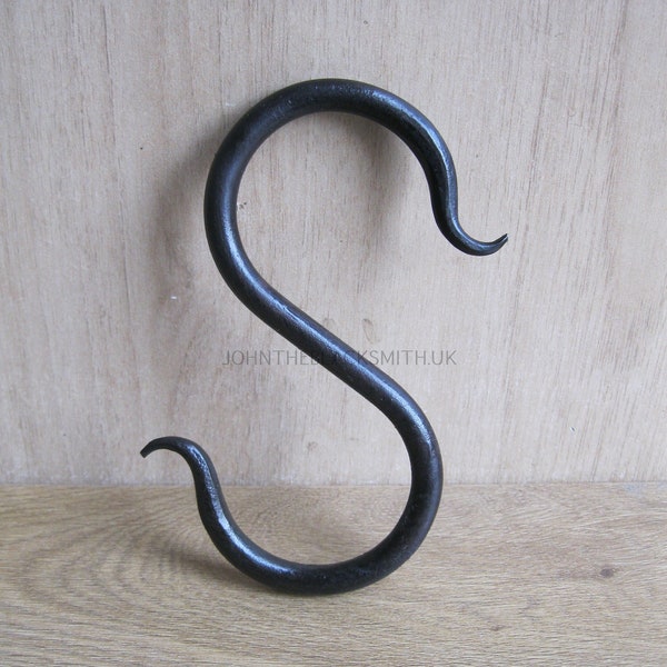 A large Strong, Blacksmith Made Artistic Forged Iron S hook / kitchen hook / butchers hook