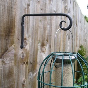 Blacksmith Hand Forged Hanging Bird Feeder Wall Bracket, Wall hanger hook