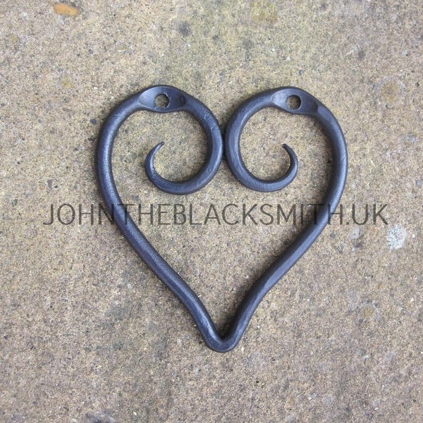Wedding, 6th Anniversary, Valentines Gift, His and Hers Hand Forged Iron Love Heart, with two wall Mounting Holes, Handmade in the UK
