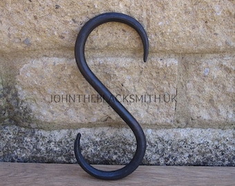 A Large Hand Forged Iron S Hook:  Kitchen and Butchers Hanger