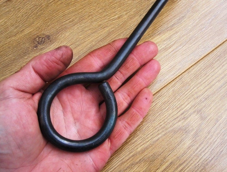 Hand Wrought Iron Loop Fire Poker With Log Rolling Etsy UK