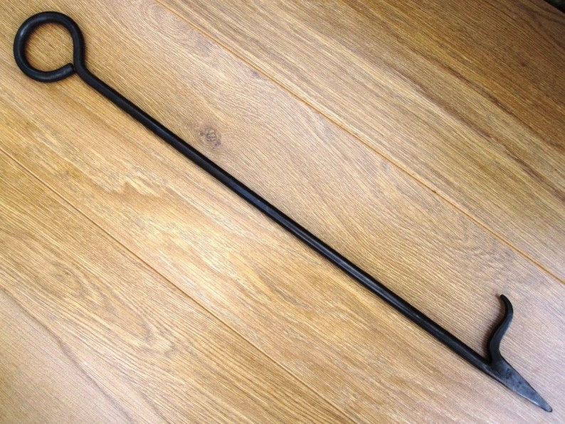 Hand Wrought Iron Loop Fire Poker With Log Rolling Etsy
