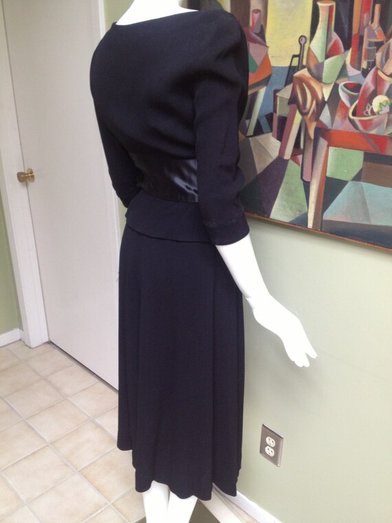 Elegant Vintage Late 40s/Early 50s Crepe Cocktail… - image 3