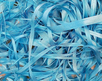 Hand dyed 13 mm width pure silk ribbon - 'Sea Breeze'